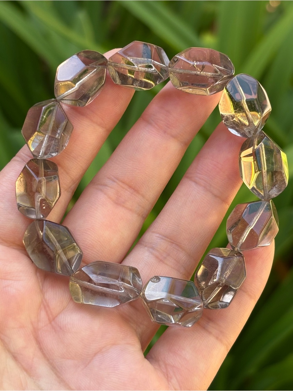 12mm Clear Faceted Smoky Quartz Bracelet 2614 - Picture 5 of 7